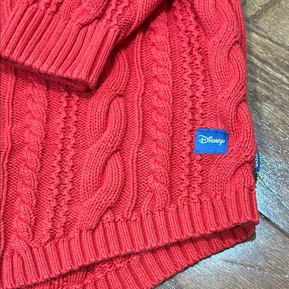 Disney 2023 Holiday Red Cable Knit Sweater Spirit Jersey with Disneyland Logo - Picture 4 of 8